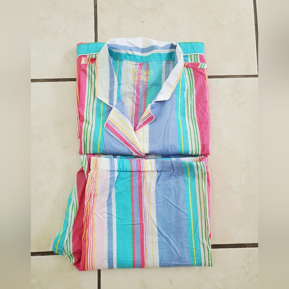 EUC Victoria's Secret Vintage Rainbow Pajama Set Cotton L